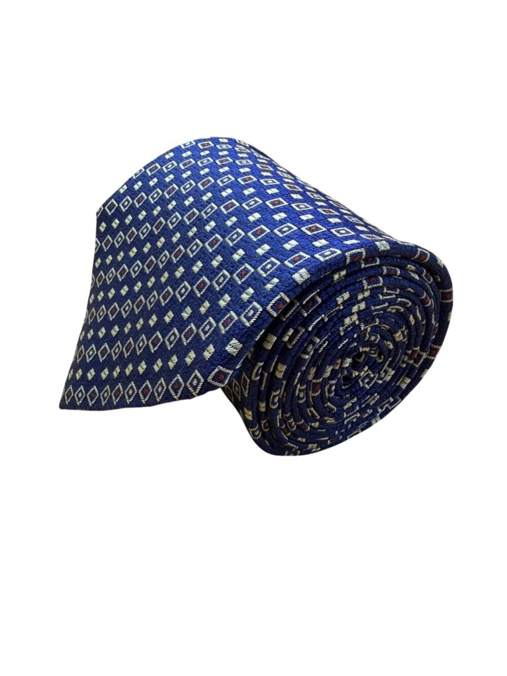 Ermenegildo Zegna Mens Blue 100% Silk Patterned Tie With Logo Diamond Design